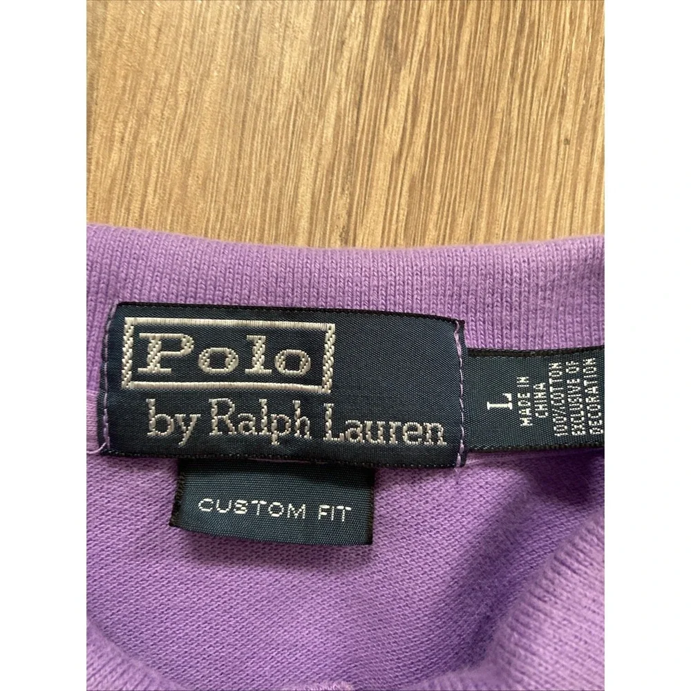 Polo Ralph Lauren Polo Shirt Mens Large Purple Custom Fit Vintage Green Pony
